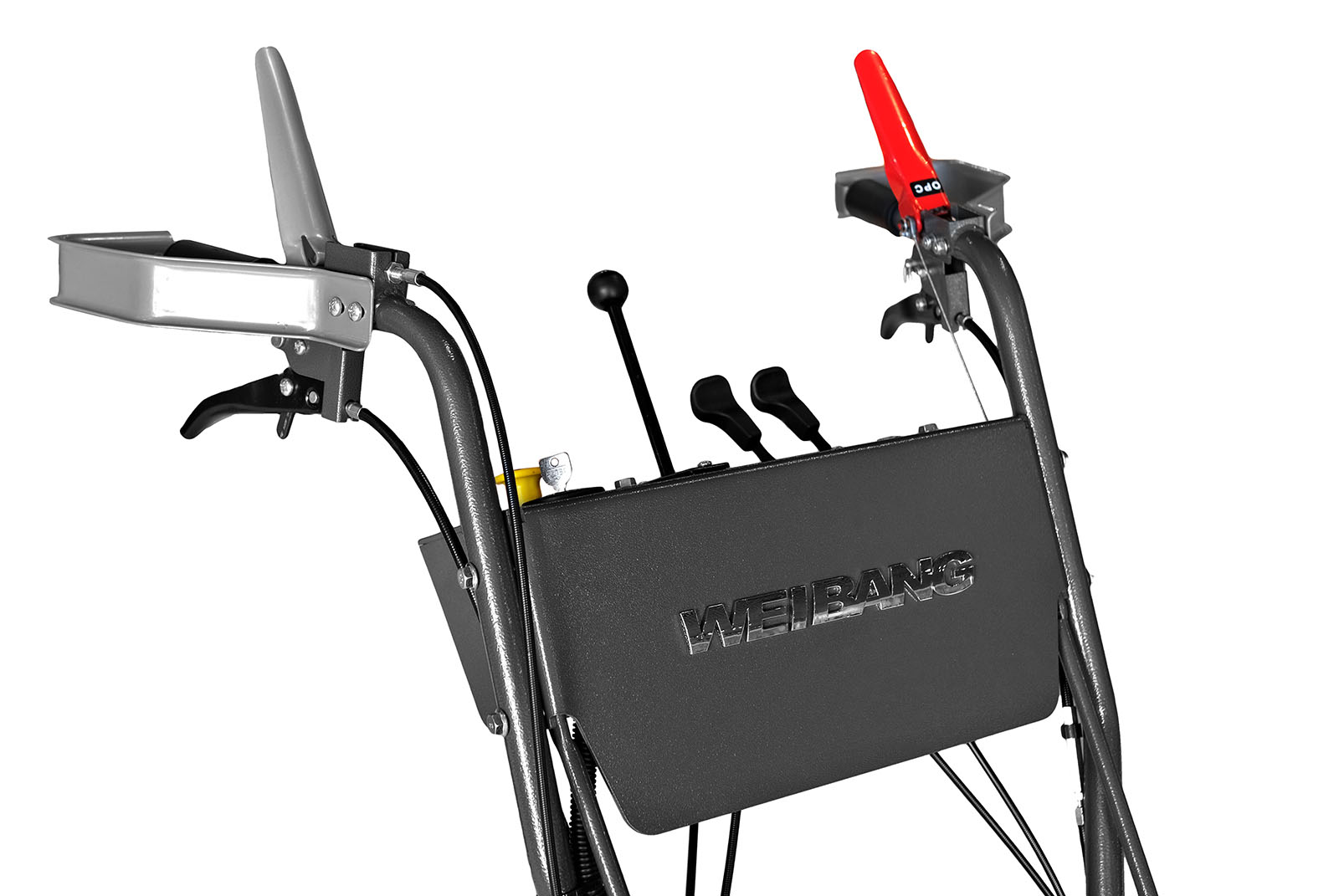 Motorna benzinska kosilica za korov i visoku travu WEIBANG WBBC7623LC, prikaz upravljača i kontrolne table