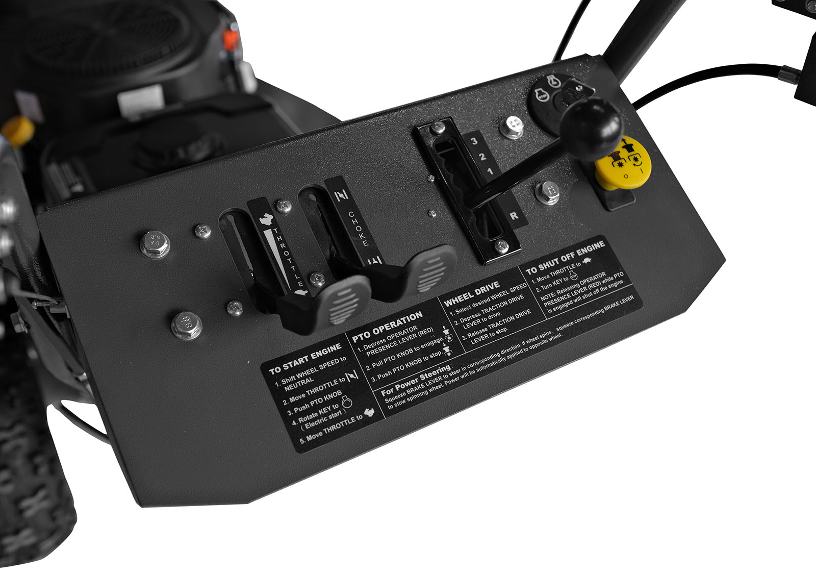 Motorna benzinska kosilica za korov i visoku travu WEIBANG WBBC7623LC, prikaz kontrolne table